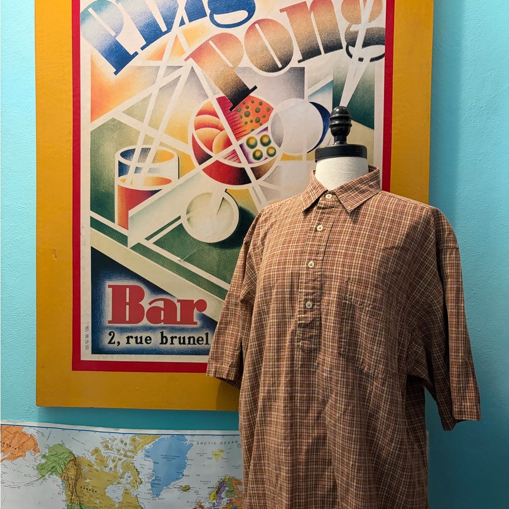 RRL Men's Brown Plaid Short-Sleeve Button-Front Shirt